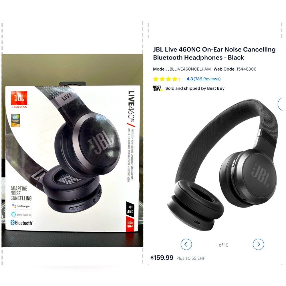 JBL Live 460NC Bluetooth Headphones - Black